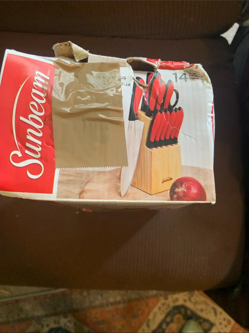 Sunbeam Red and Black 14-Piece Knife Block Set